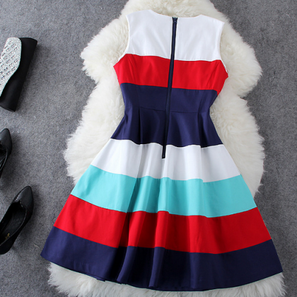 Fashion Stripe Sleeveless Dress