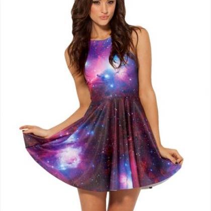 Galaxy Purple Skater Dress Ggjj