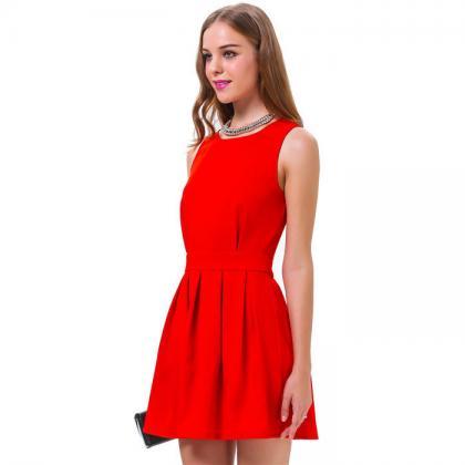 Fashion Red Backless Sleeveless Dresses