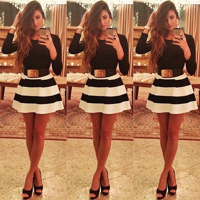 Black And White Striped Dress
